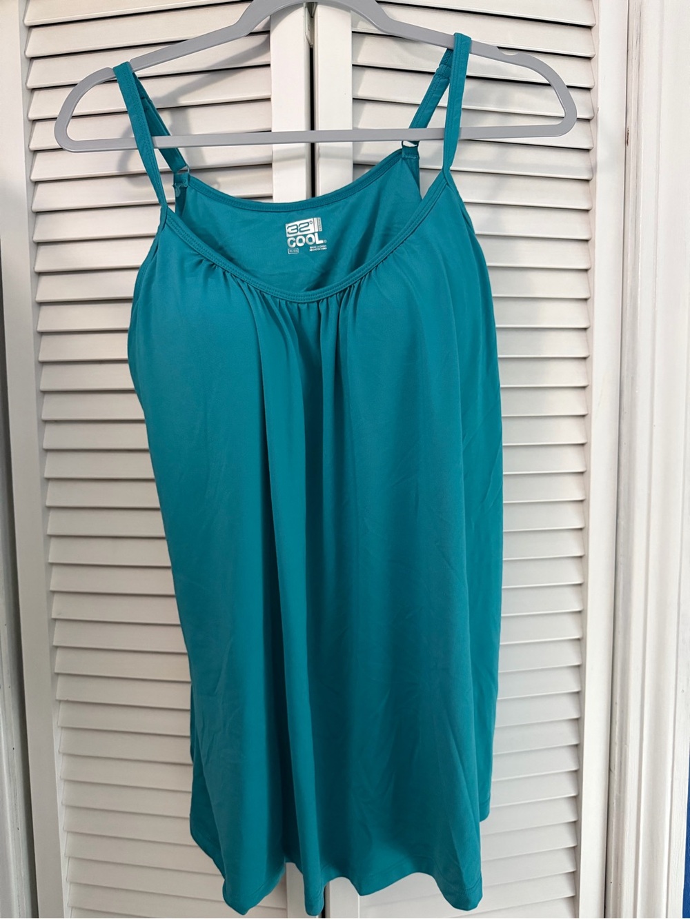 Teal Spaghetti Strap Women's Tank Top with built in bra